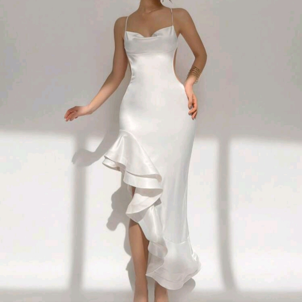 Elegant Asymmetrical White Dress